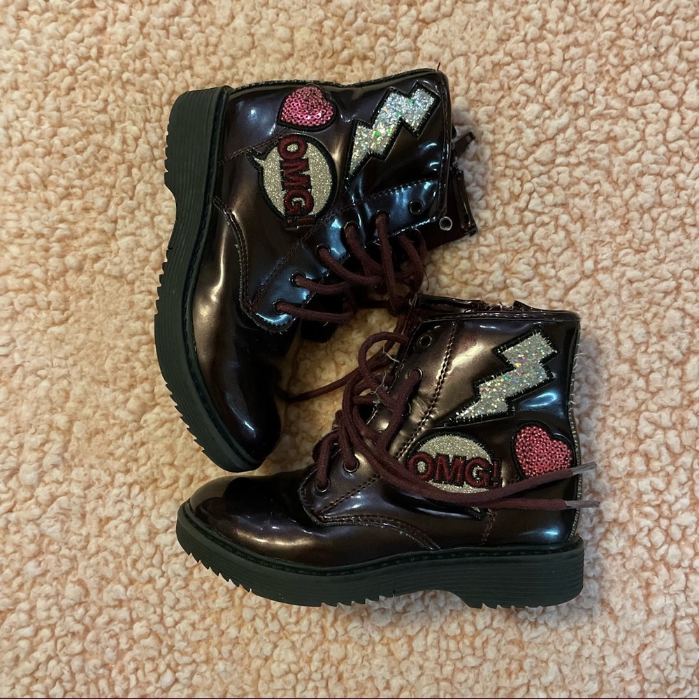 Little girls size 11 zip up combat boots